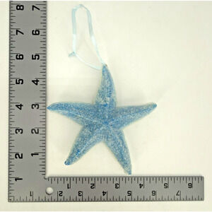 Beautiful Glitter Frosted Blue Starfish Beach Theme Christmas Ornament